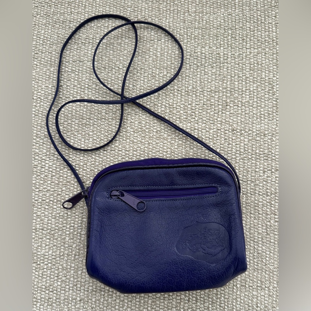 Carols Falchi Leather Purple Leather Crossbody Bag